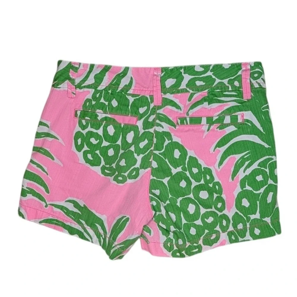 Lilly Pulitzer Shorts Women 0‎ Pink Green The Callahan Short Tropical Pineapple